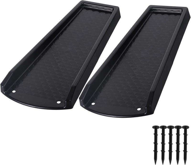 plusgutter Rain Gutter Downspout Splash Block, Gutter Downspout Extensions for Water Drainage, 24" Gutter Splash Guards Downspout Extender, Fixable Down spout Drain Trays with PE Nails(2 Pack, Black) - Image 1